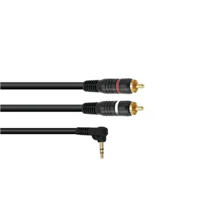 OMNITRONIC Adapterkabel 3,5 Klinke 90°/2xCinch 3m sw