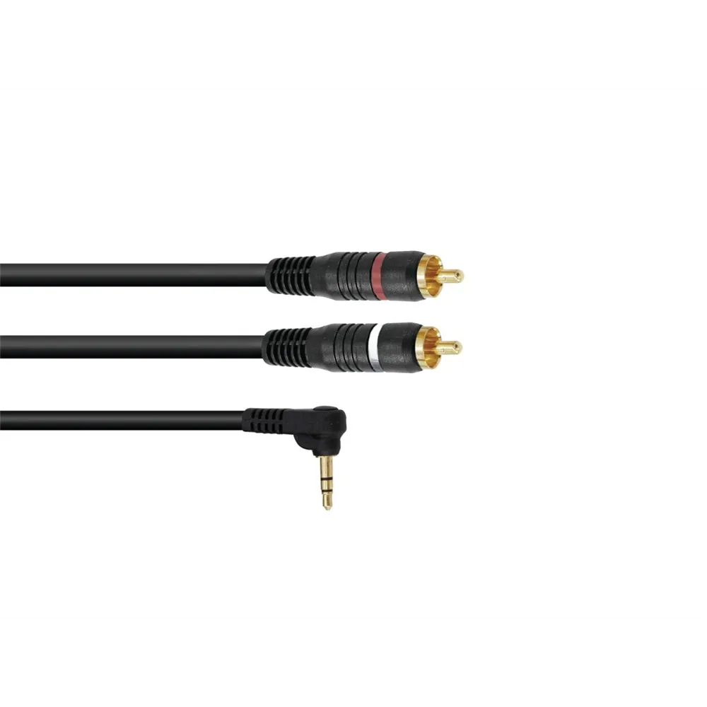 OMNITRONIC Adapterkabel 3,5 Klinke 90°/2xCinch 3m sw