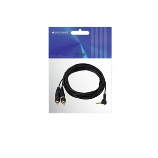 OMNITRONIC Adapterkabel 3,5 Klinke 90°/2xCinch 3m sw