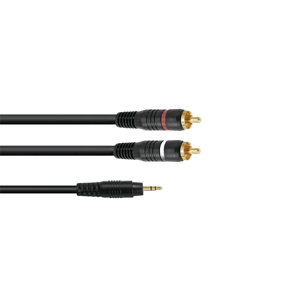 OMNITRONIC Adapterkabel 3,5 Klinke/2xCinch 3m sw