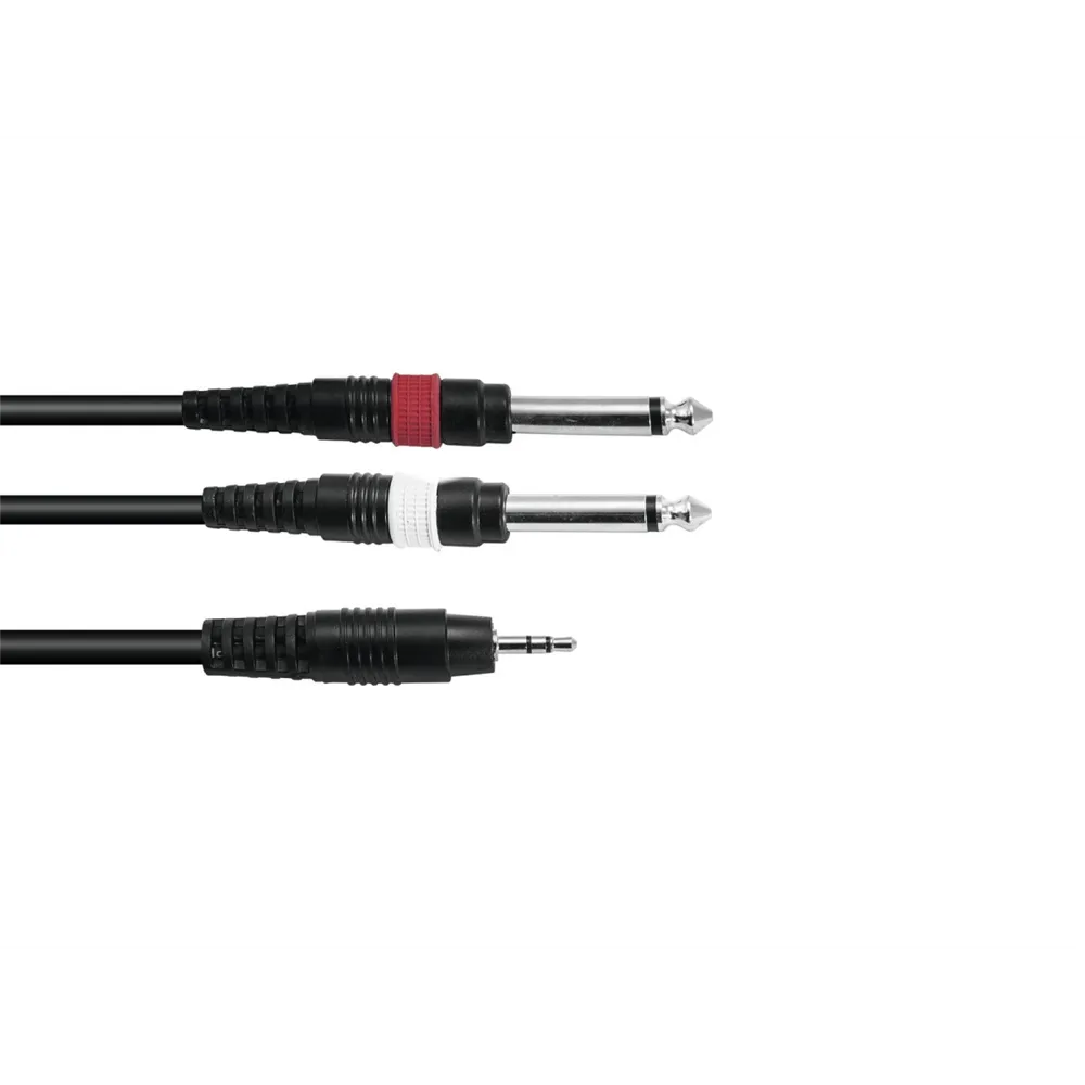 OMNITRONIC Adapterkabel 3,5 Klinke/2xKlinke 1,5m sw