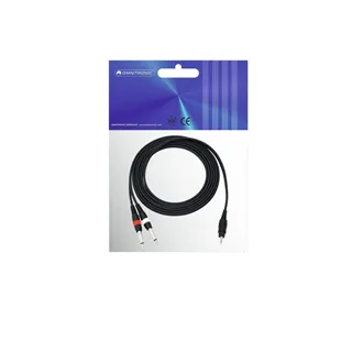 OMNITRONIC Adapterkabel 3,5 Klinke/2xKlinke 3m sw
