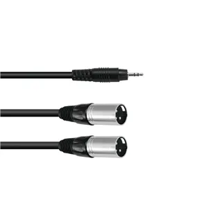 OMNITRONIC Adapterkabel 3,5 Klinke/2xXLR(M) 3m sw