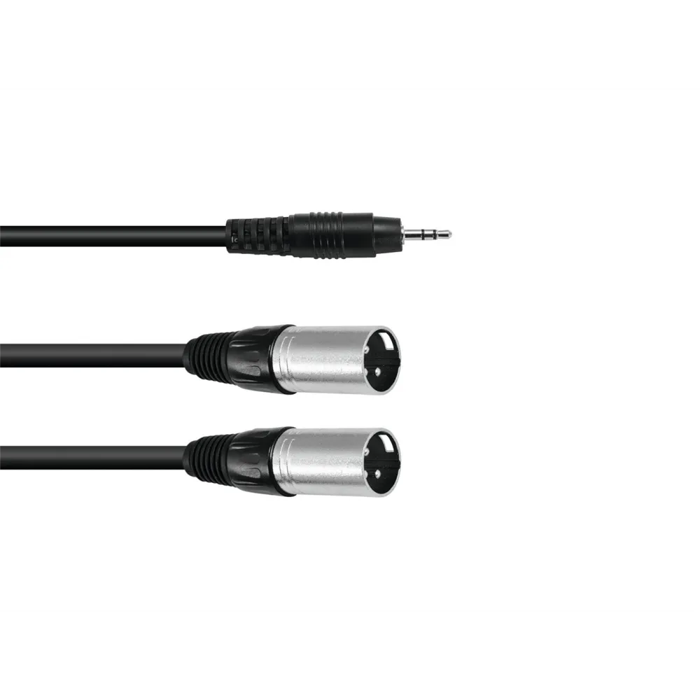 OMNITRONIC Adapterkabel 3,5 Klinke/2xXLR(M) 3m sw