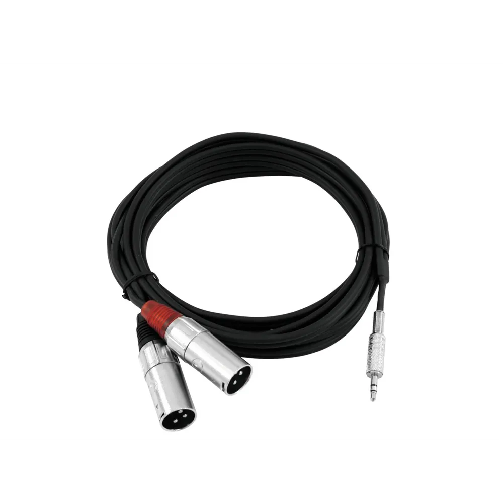 OMNITRONIC Adapterkabel 3,5 Klinke/2xXLR(M) 3m sw