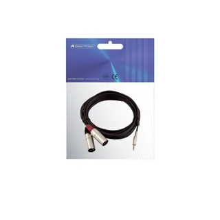 OMNITRONIC Adapterkabel 3,5 Klinke/2xXLR(M) 3m sw