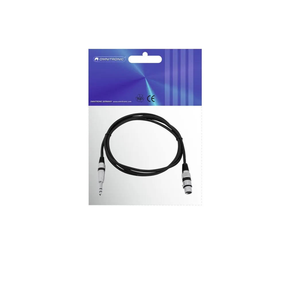OMNITRONIC Adapterkabel XLR(F)/Klinke stereo 2m sw