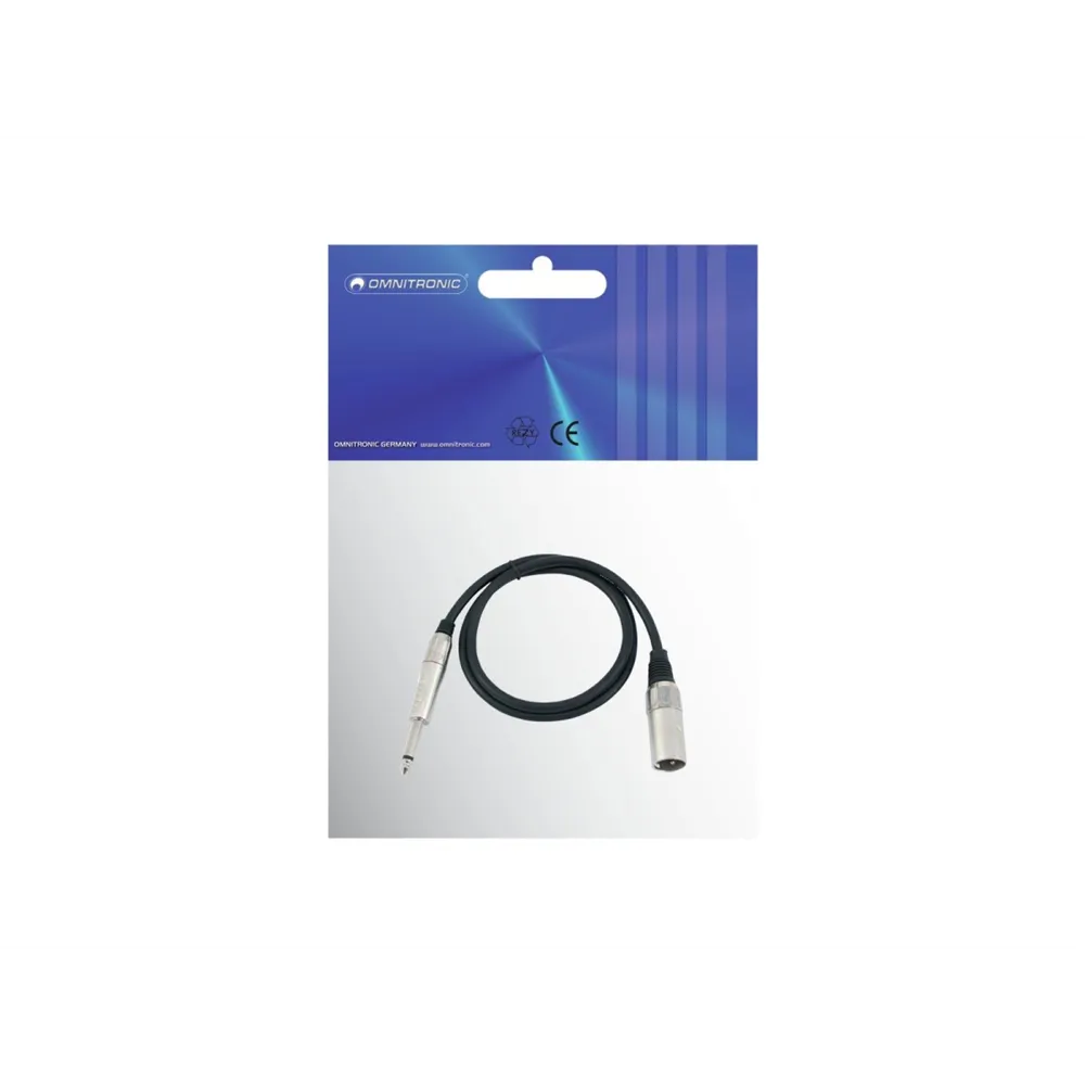 OMNITRONIC Adapterkabel XLR(M)/Klinke mono 0,9m sw