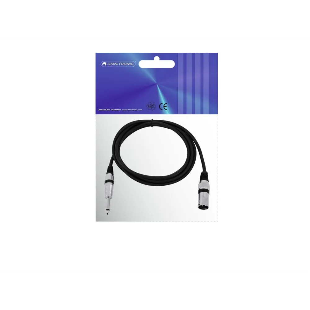 OMNITRONIC Adapterkabel XLR(M)/Klinke mono 2m sw