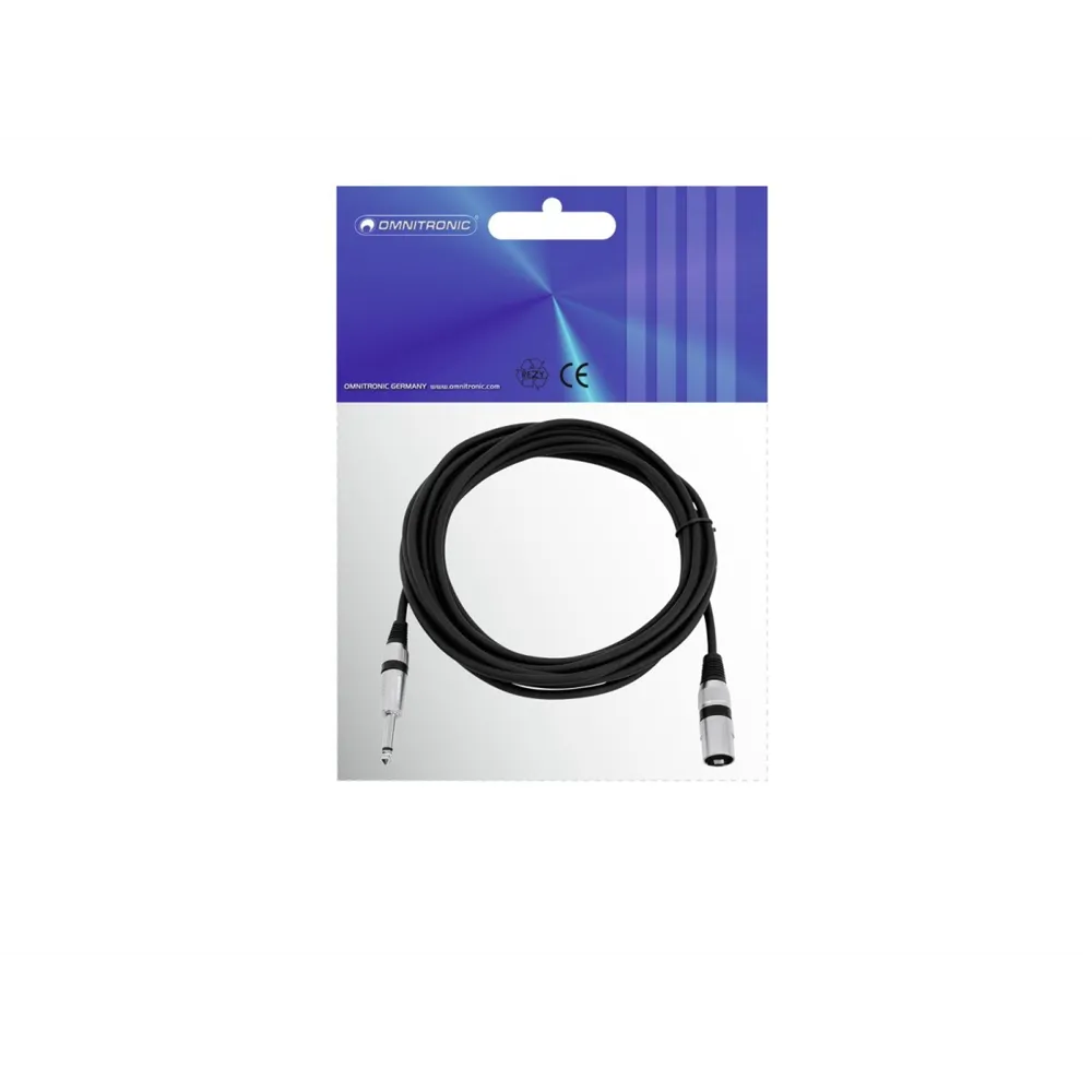 OMNITRONIC Adapterkabel XLR(M)/Klinke mono 5m sw