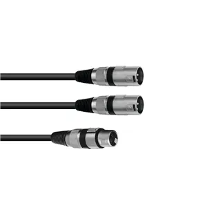 OMNITRONIC Adapterkabel XLR(F)/2xXLR(M) 0,5m sw