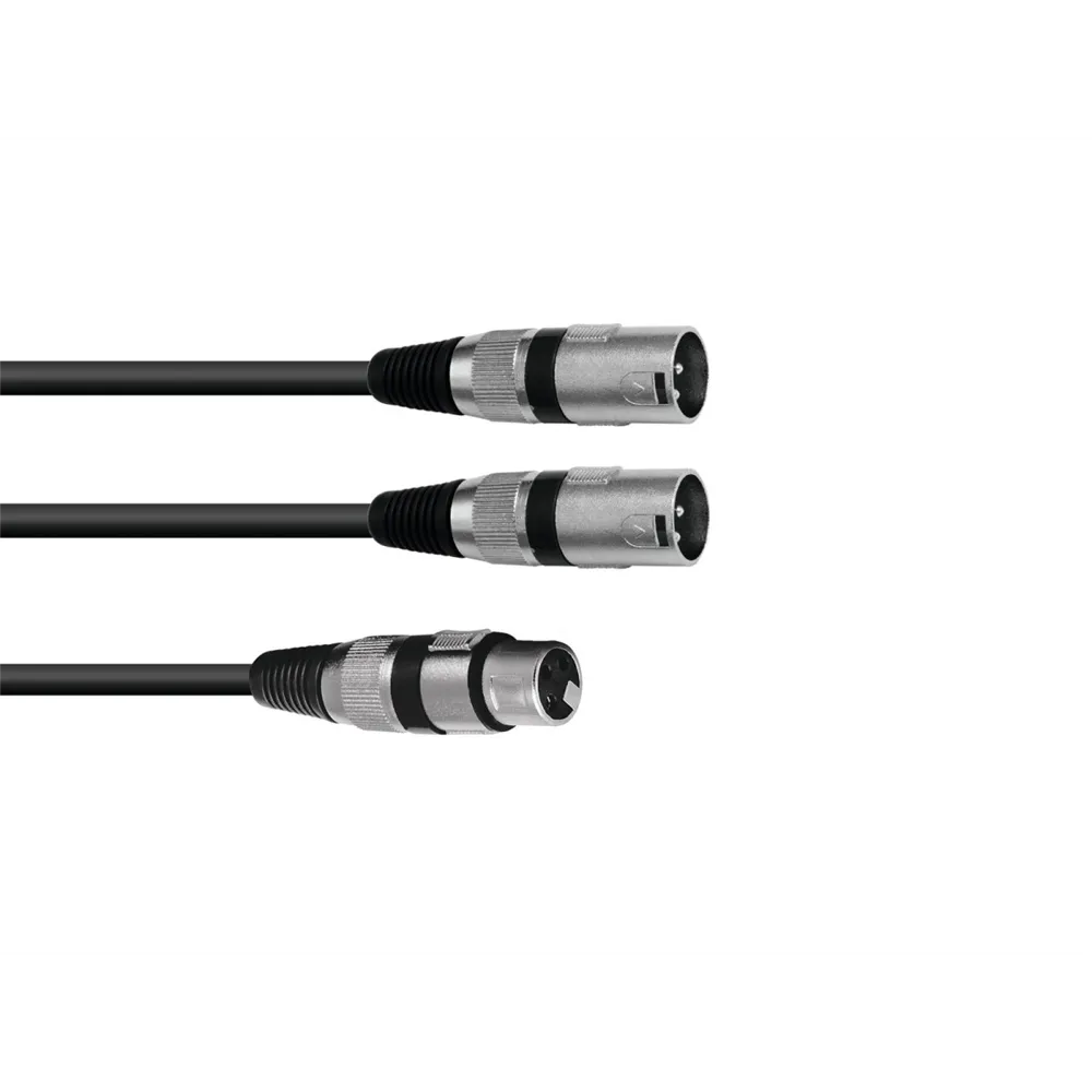 OMNITRONIC Adapterkabel XLR(F)/2xXLR(M) 0,5m sw