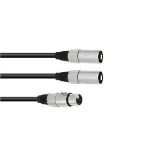 OMNITRONIC Adapterkabel XLR(F)/2xXLR(M) 1m sw