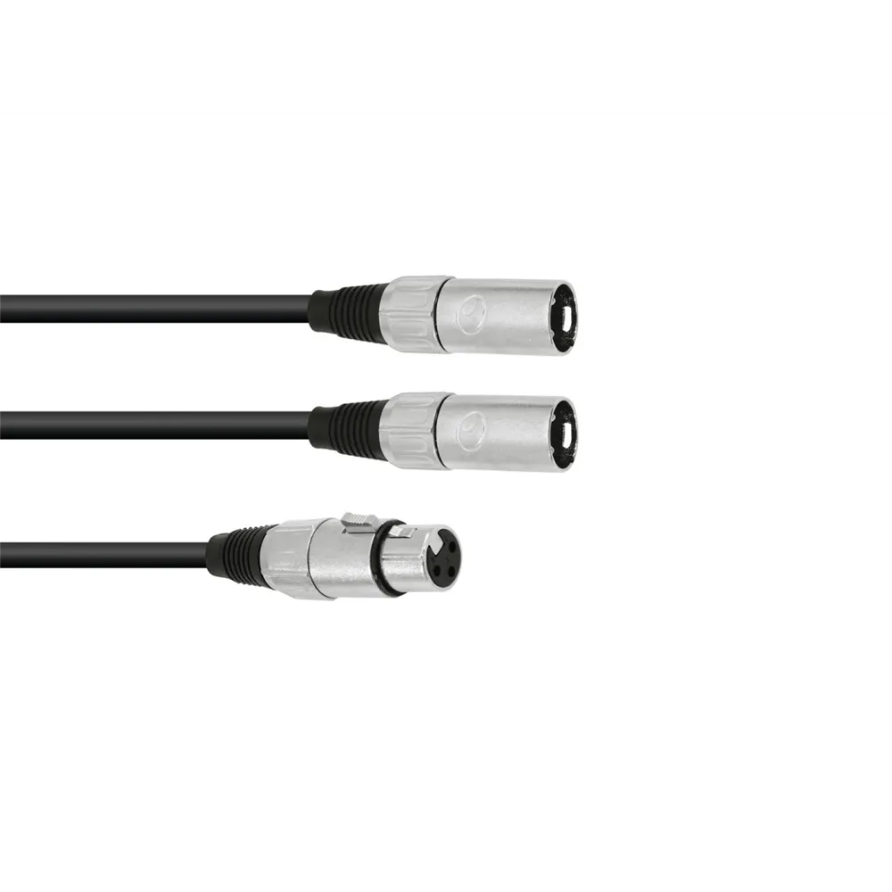 OMNITRONIC Adapterkabel XLR(F)/2xXLR(M) 1m sw