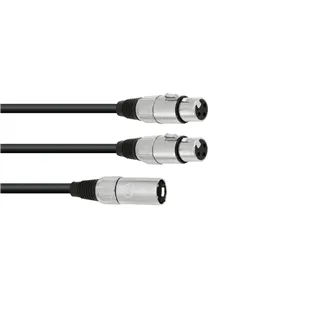 OMNITRONIC Adapterkabel XLR(M)/2xXLR(F) 0,5m sw