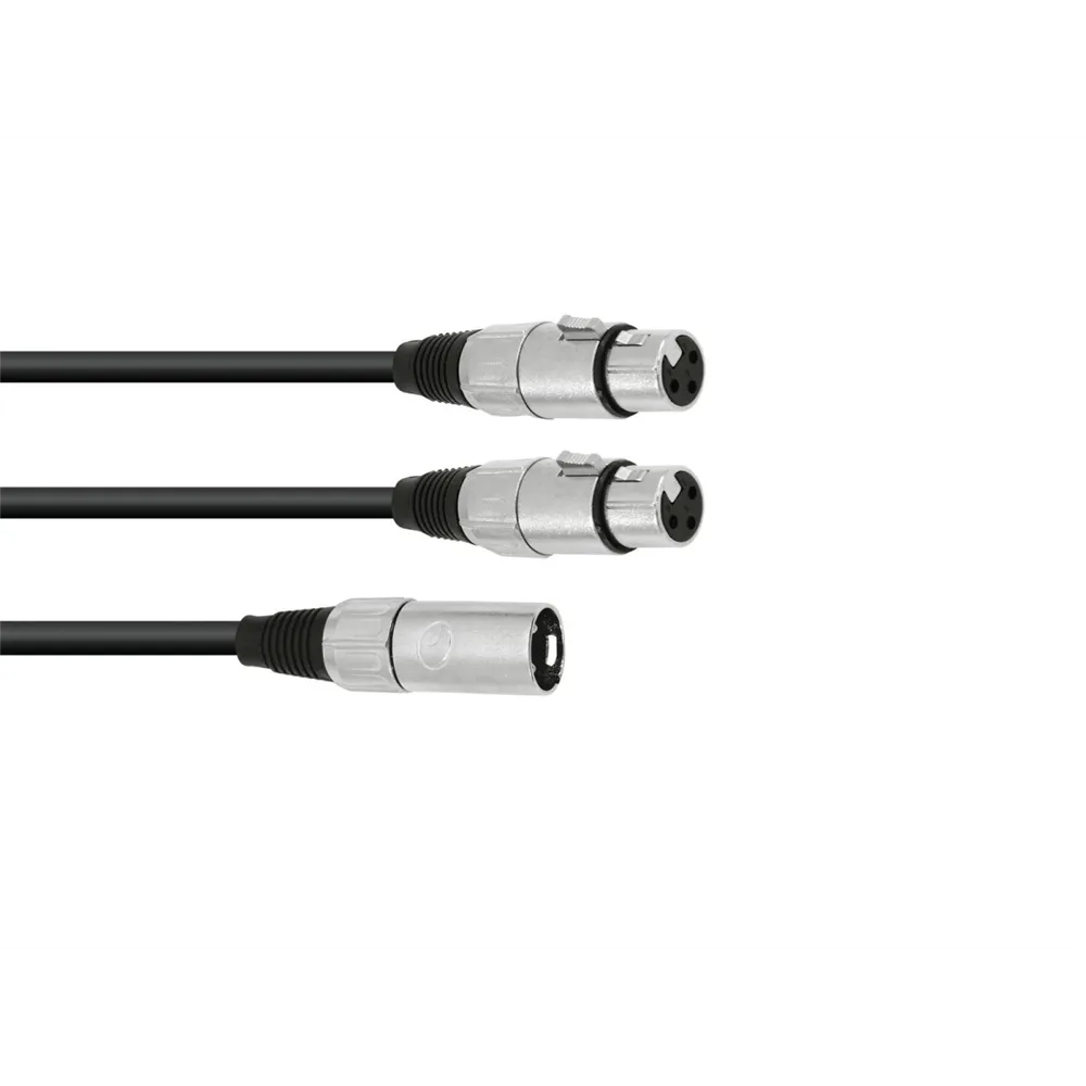 OMNITRONIC Adapterkabel XLR(M)/2xXLR(F) 0,5m sw