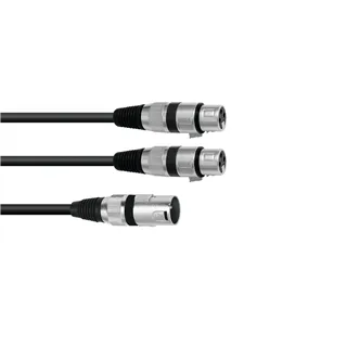 OMNITRONIC Adapterkabel XLR(M)/2xXLR(F) 1,5m sw