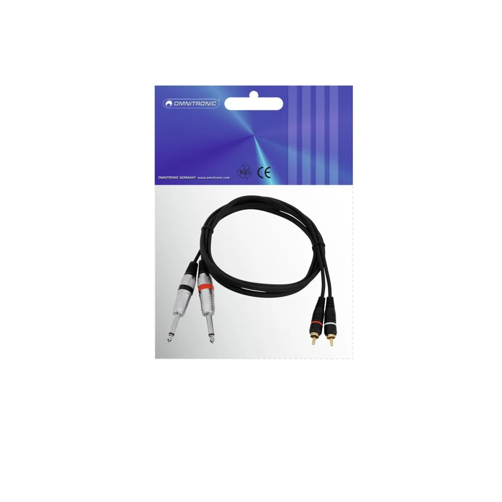 OMNITRONIC Adapterkabel 2xKlinke/2xCinch 1,5m sw