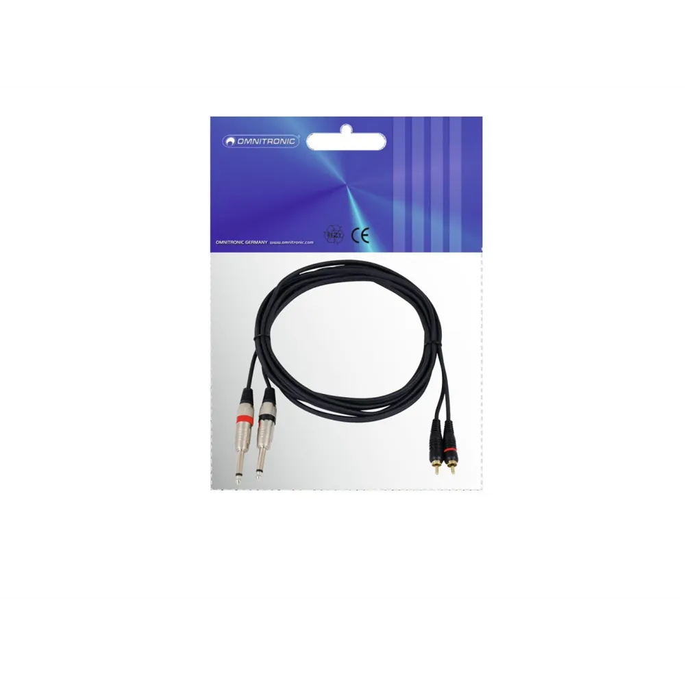 OMNITRONIC Adapterkabel 2xKlinke/2xCinch 3m sw