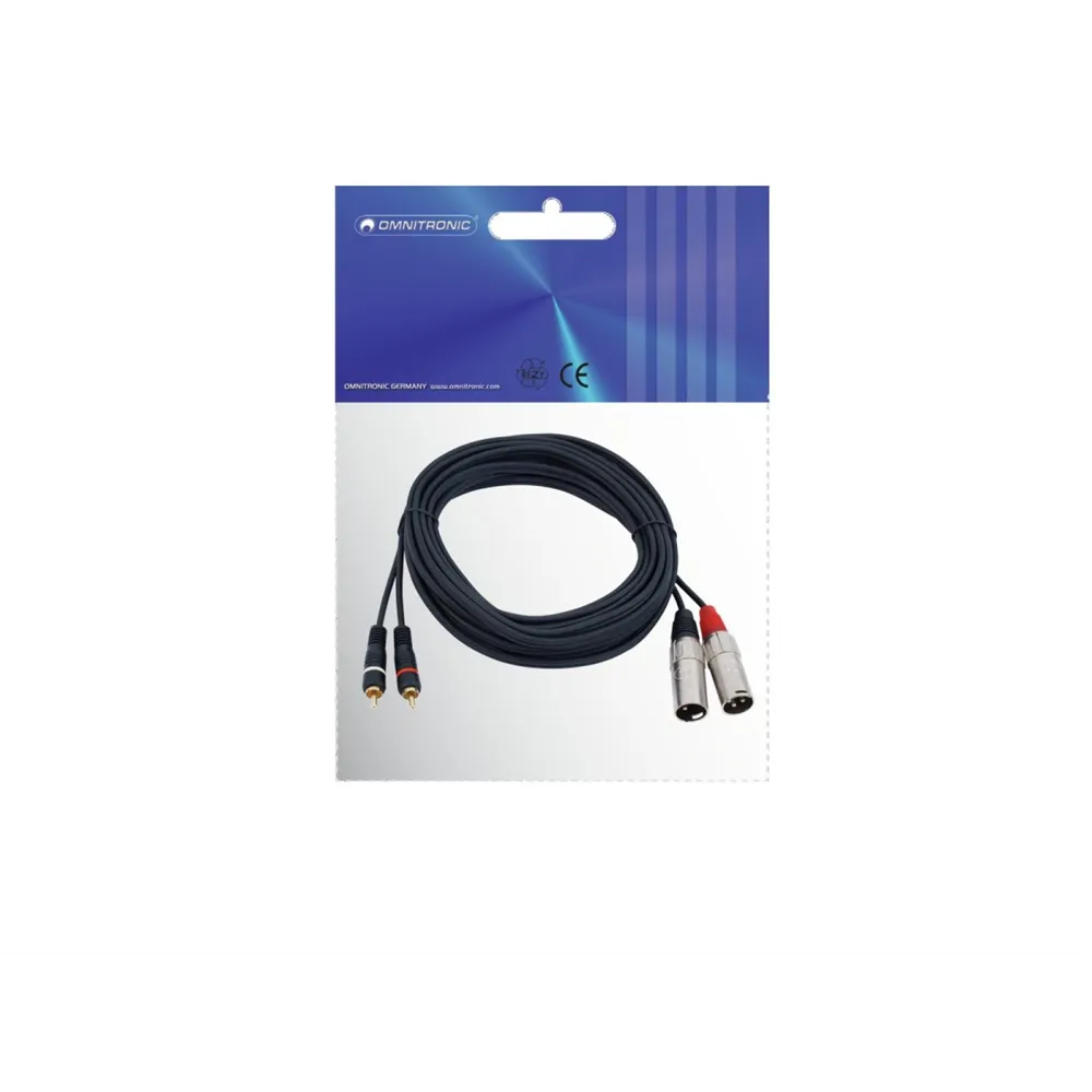 OMNITRONIC Adapterkabel 2xXLR(M)/2xCinch 6m sw
