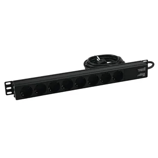 EUROLITE Steckdosenleiste R19-8 1HE sw 2,7m