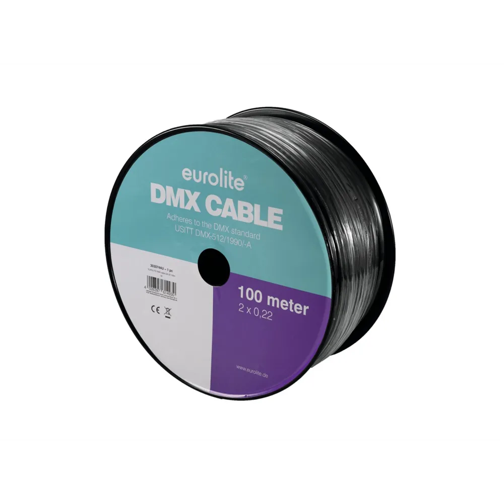 EUROLITE DMX Kabel 2x0,22 100m sw