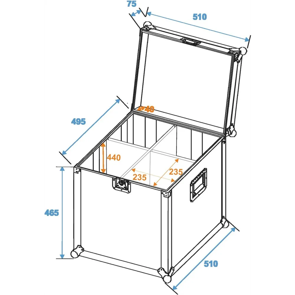 ROADINGER Flightcase 4x PAR-64 Spot lang