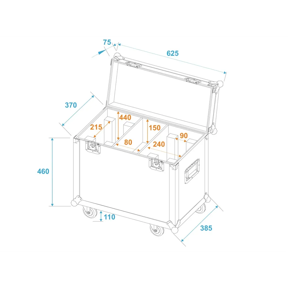 ROADINGER Flightcase 2x TMH-X12 mit Rollen