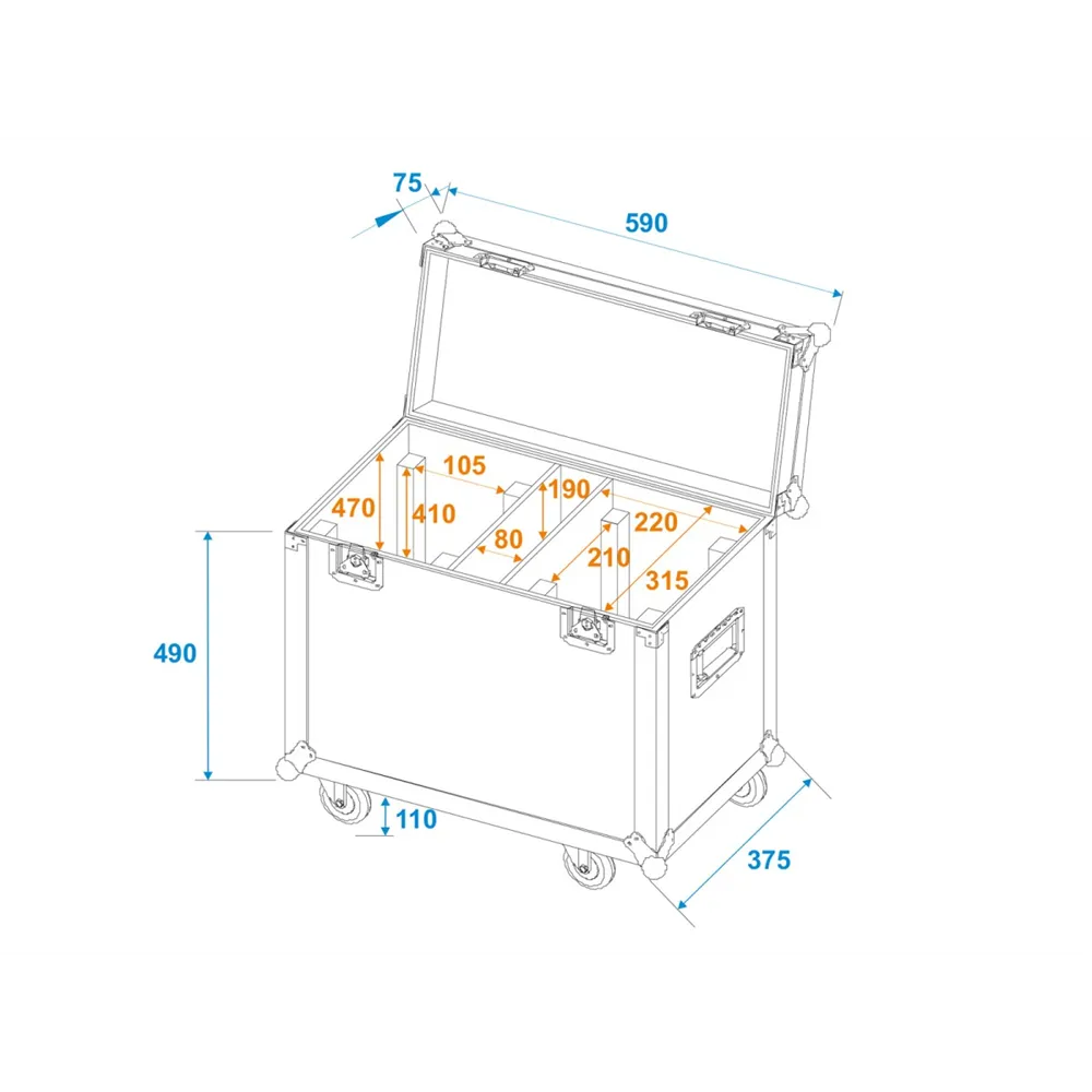 ROADINGER Flightcase 2x TMH XB-280