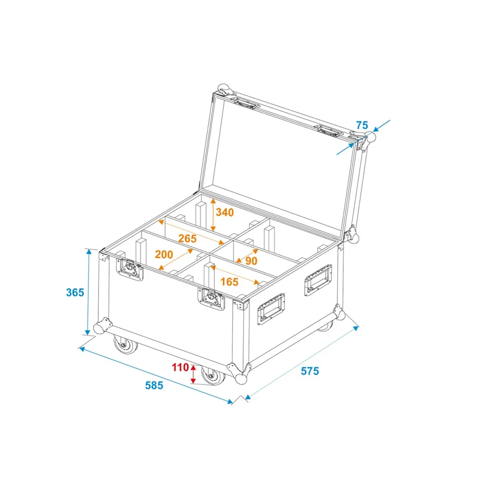 ROADINGER Flightcase 4x TMH-S90/H90/B90