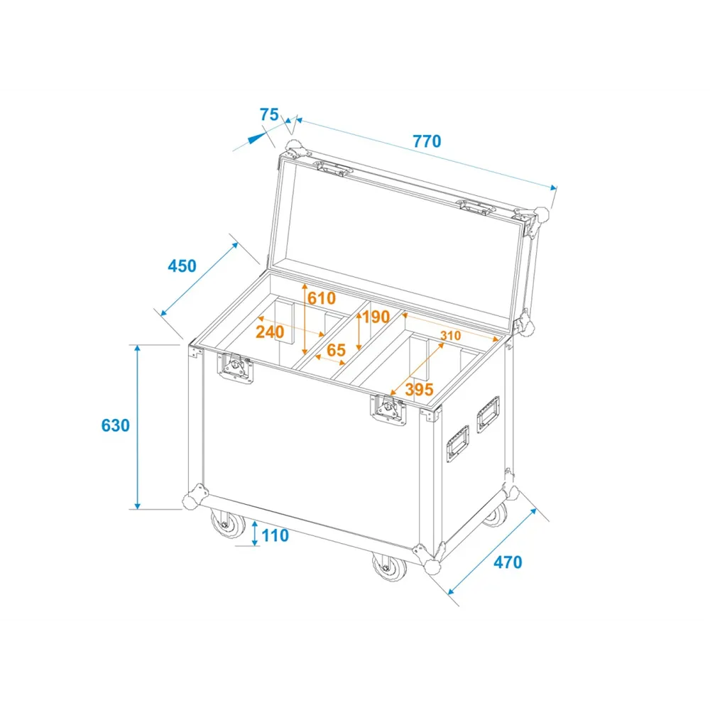 ROADINGER Flightcase 2x TMH BSW-380 mit Rollen
