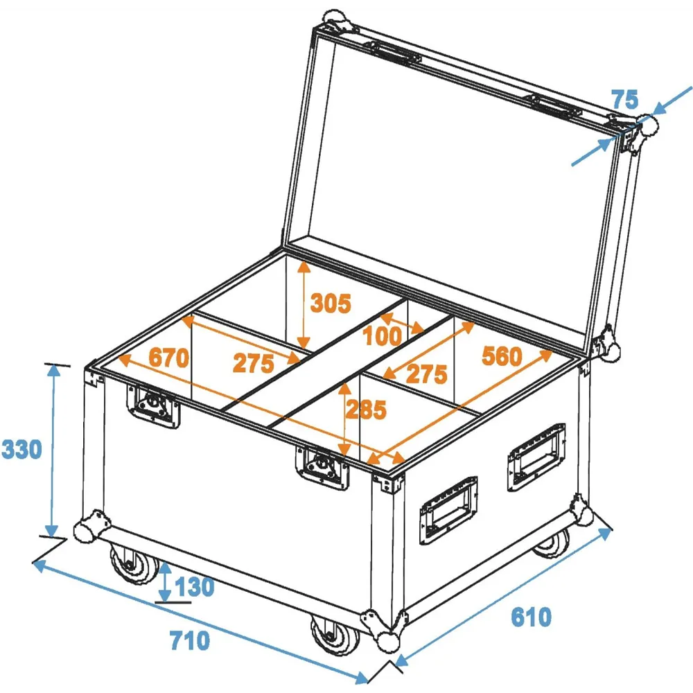 ROADINGER Flightcase 4x TMH-30/TMH-40/TMH-60