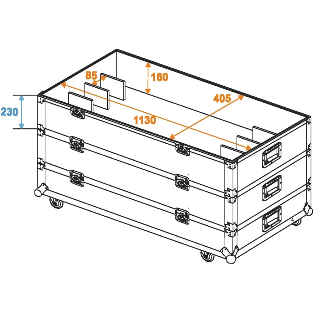 ROADINGER Flightcase 12x LED-Leiste mit Rollen