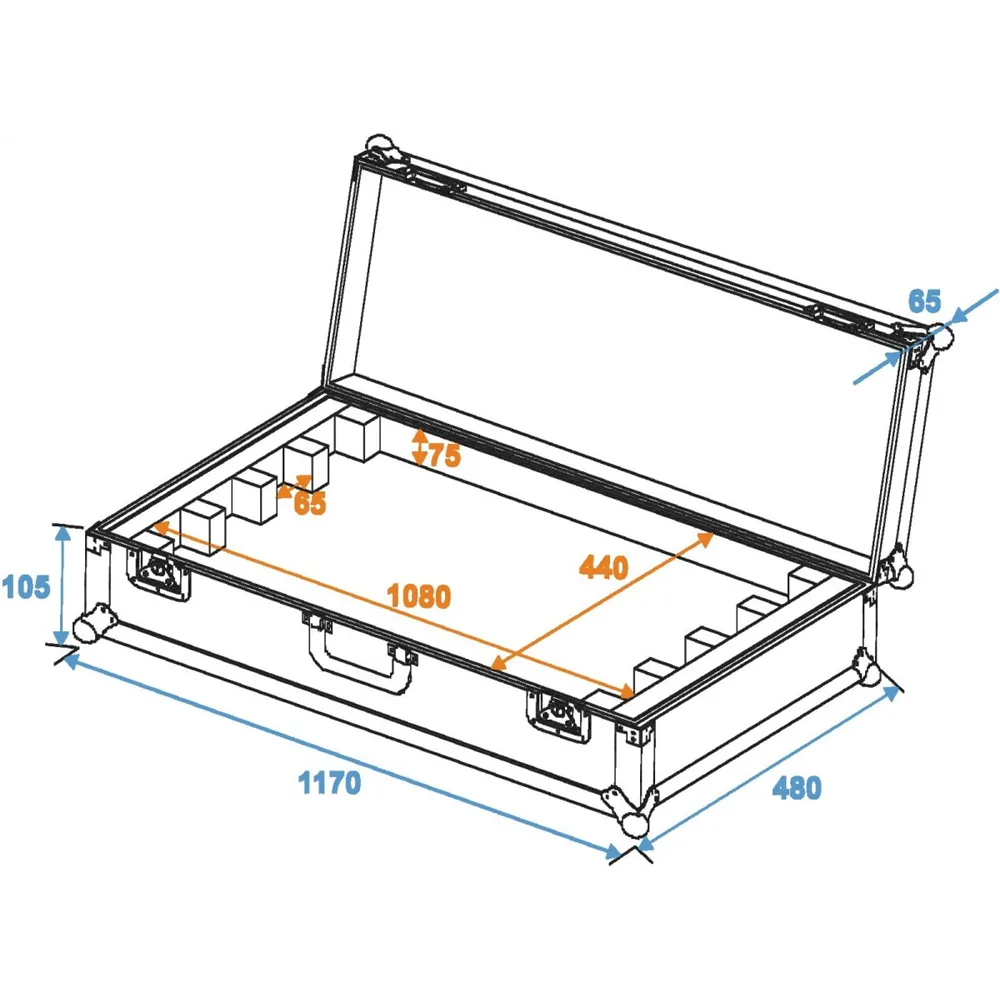 ROADINGER Flightcase EC-B252 4x LED BAR-252 RGB