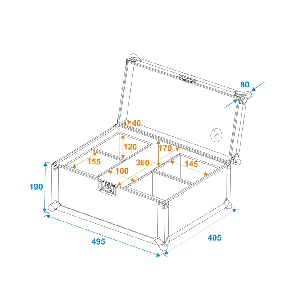 ROADINGER Flightcase EC-AU4 4x AKKU UP 4 QCL Spot QuickDMX