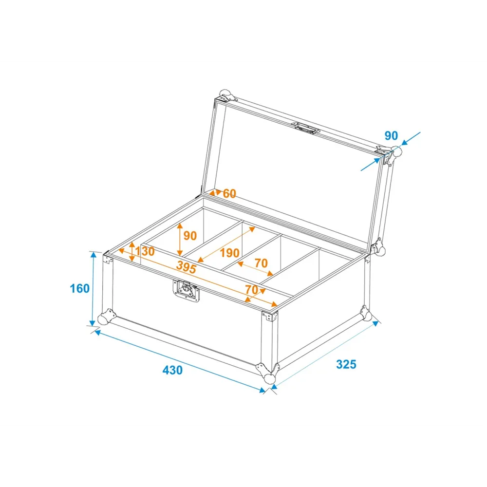 ROADINGER Flightcase EC-4AC 4x AKKU Flat Light Serie