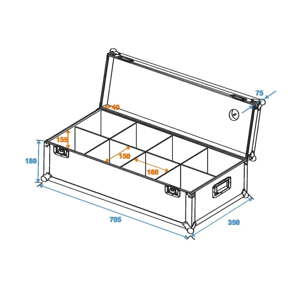 ROADINGER Flightcase 8x AKKU UP-4