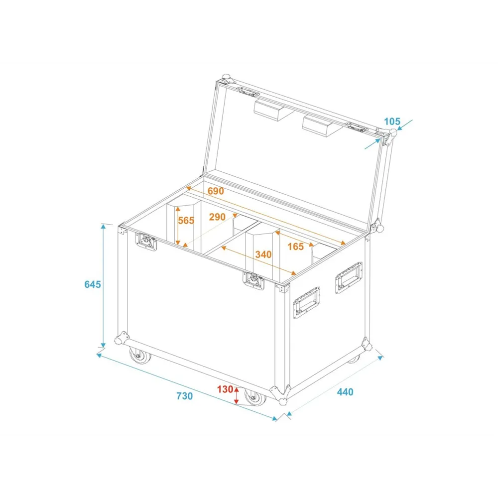 ROADINGER Flightcase 2x PFE-100/120