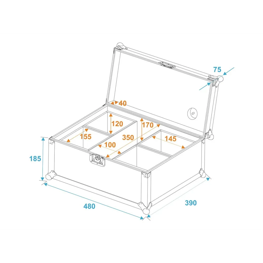 ROADINGER Flightcase 4x AKKU UP 4 QCL Spot QuickDMX