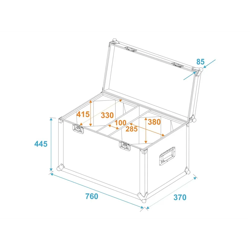 ROADINGER Flightcase 2x LED THA-100F/THA-120PC