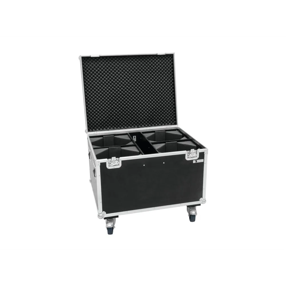 ROADINGER Flightcase 4x LED THA-100F/THA-120PC mit Rollen