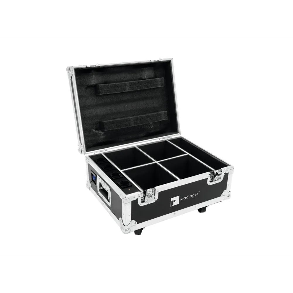 ROADINGER Flightcase 4x AKKU UP-4 QuickDMX mit Ladefunktion