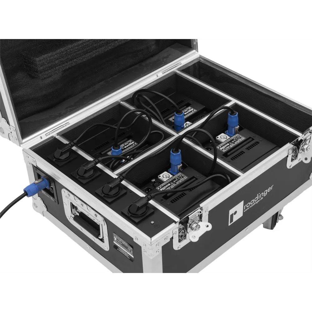 ROADINGER Flightcase 4x AKKU UP-4 QuickDMX mit Ladefunktion