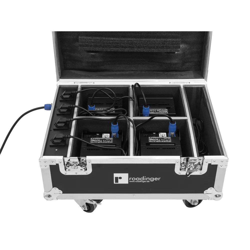 ROADINGER Flightcase 4x AKKU UP-4 QuickDMX mit Ladefunktion