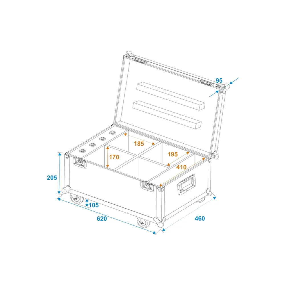 ROADINGER Flightcase 4x AKKU UP-4 QuickDMX mit Ladefunktion