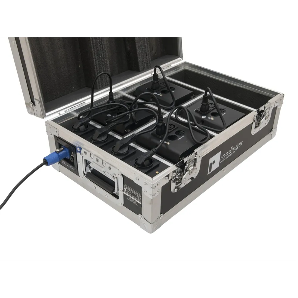 ROADINGER Flightcase 4x AKKU TL-3 Trusslight QuickDMX mit Ladefunktion