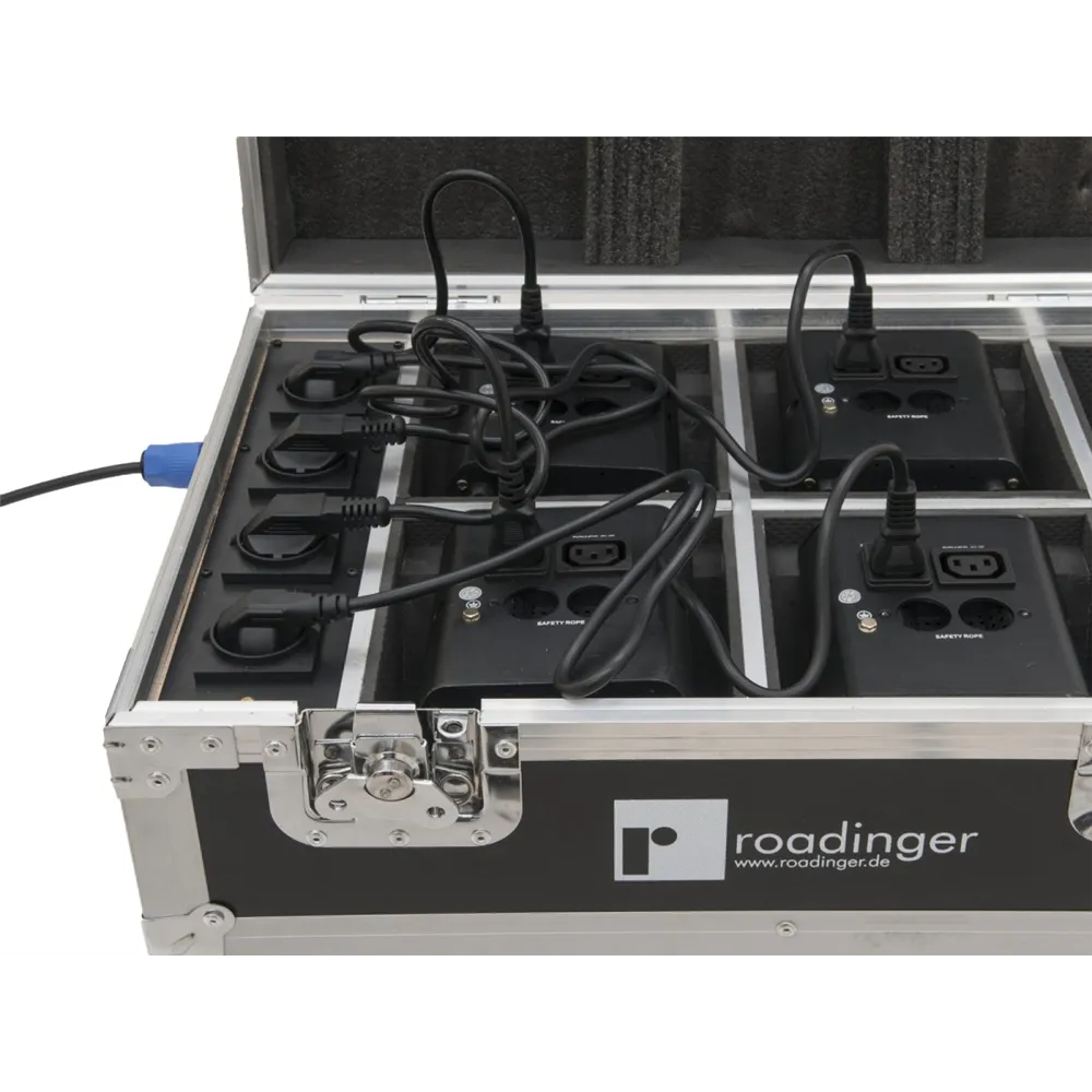 ROADINGER Flightcase 4x AKKU TL-3 Trusslight QuickDMX mit Ladefunktion
