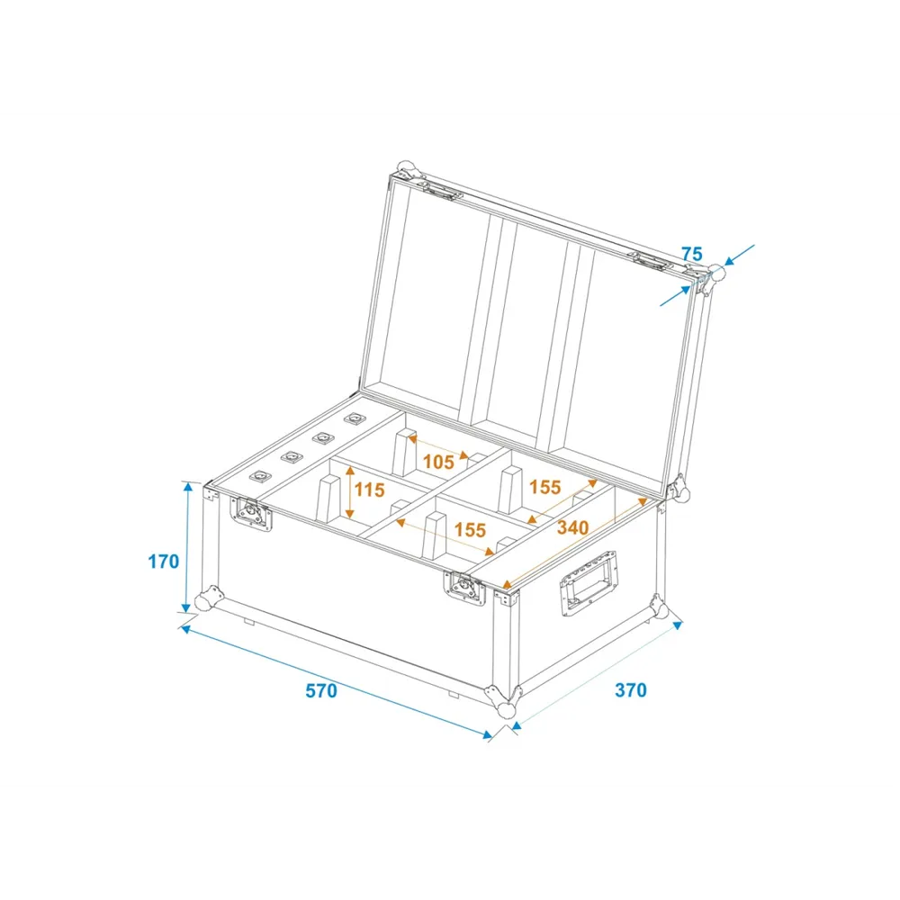ROADINGER Flightcase 4x AKKU TL-3 Trusslight QuickDMX mit Ladefunktion