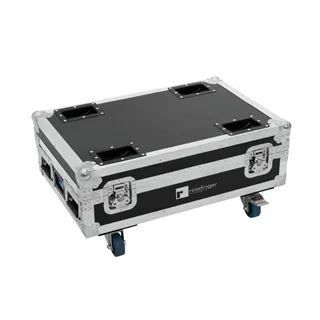 ROADINGER Flightcase 4x AKKU BAR-6 Glow QCL Flex QuickDMX mit Ladefunktion
