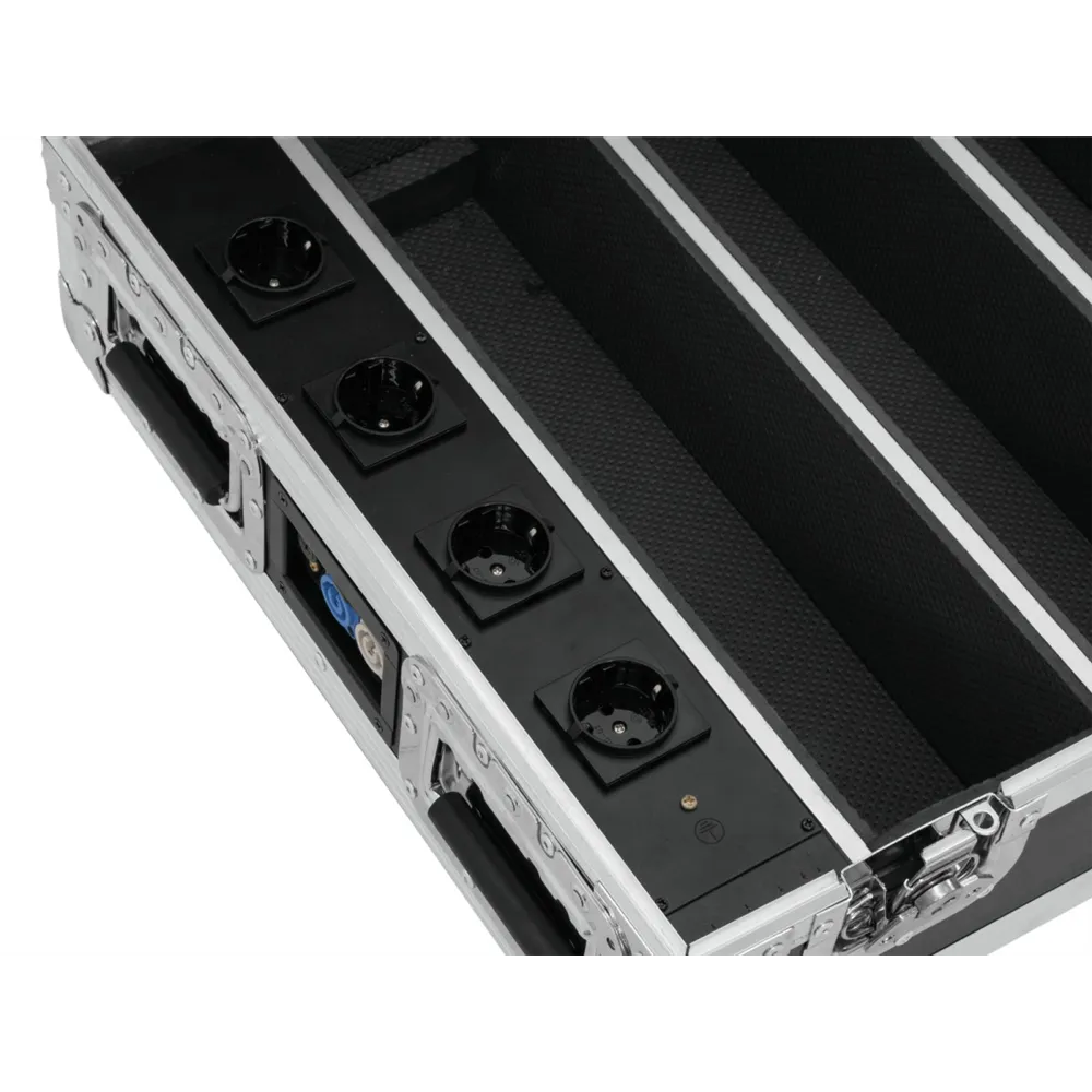 ROADINGER Flightcase 4x AKKU BAR-6 Glow QCL Flex QuickDMX mit Ladefunktion